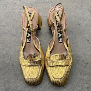 Rochas Gold Textured Pumps
